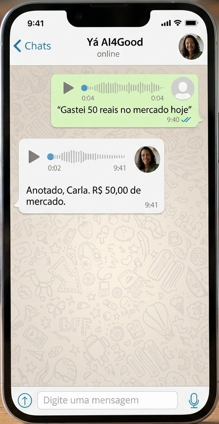 Conversa com assistente Yá no WhatsApp